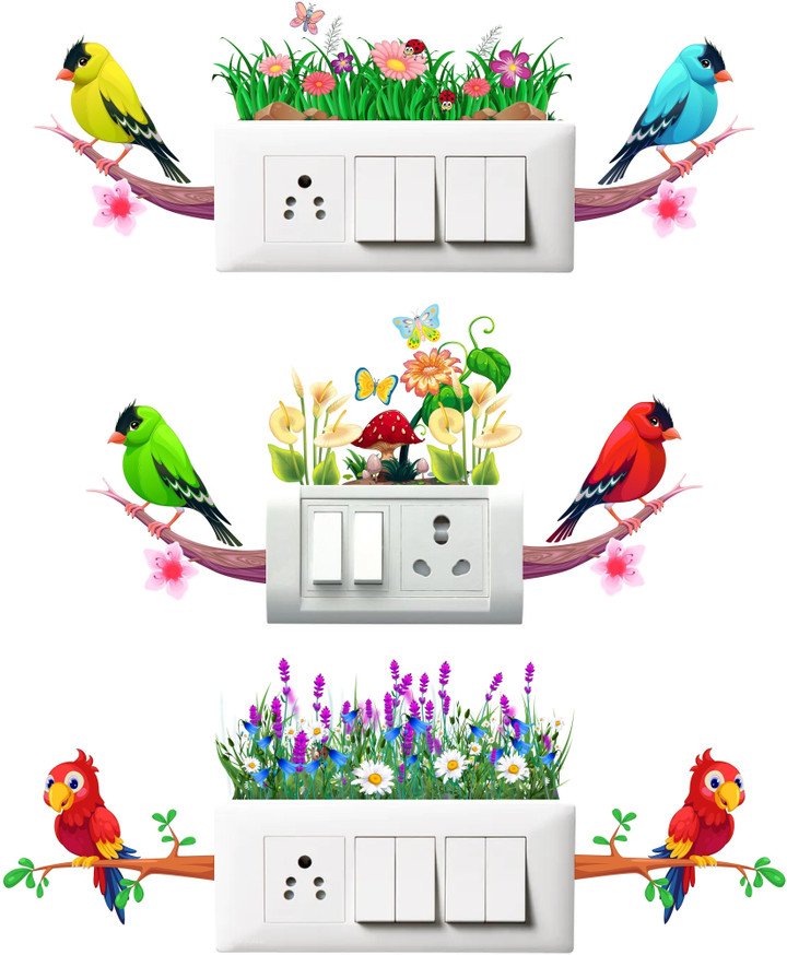 Switch Board & Wall Sticker 30 cm x 46 cm Self Adhesive (Pack of 9)